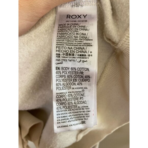 Roxy Womens 1990 Crewneck‎ Sweatshirt S Beige Palm Tree Graphic Cotton/polyester - Picture 5 of 8
